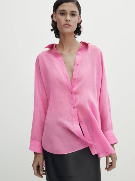 100% Ramie Batwing Sleeve Shirt 822X845 Zara Clothing Women Original