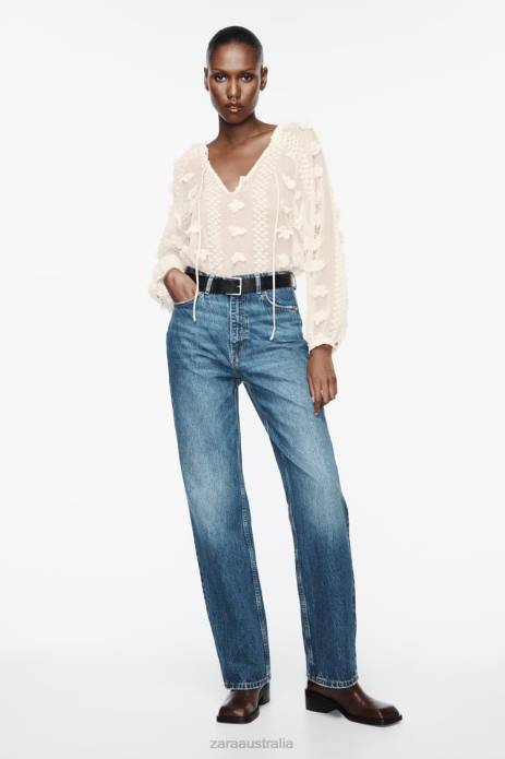 3D Floral Shirt 822X310 Zara Clothing Women Ecru