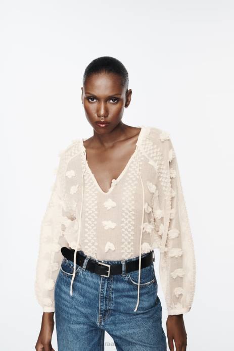 3D Floral Shirt 822X310 Zara Clothing Women Ecru