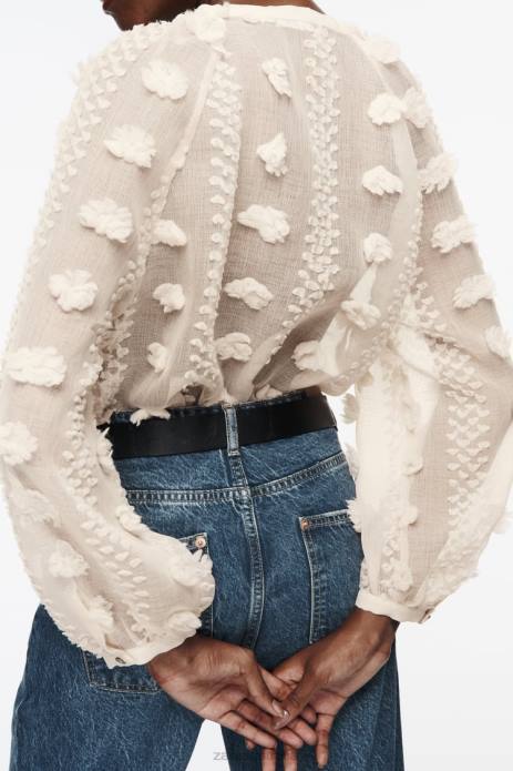 3D Floral Shirt 822X310 Zara Clothing Women Ecru