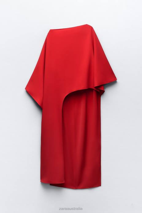 Asymmetric Cape Blouse 822X306 Zara Clothing Women Bright Red