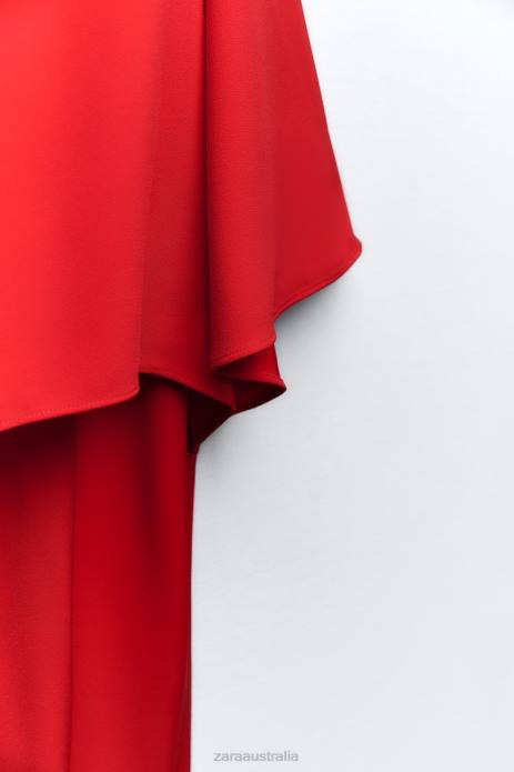 Asymmetric Cape Blouse 822X306 Zara Clothing Women Bright Red