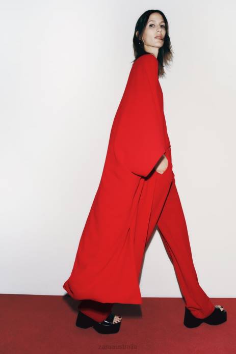 Asymmetric Cape Blouse 822X306 Zara Clothing Women Bright Red