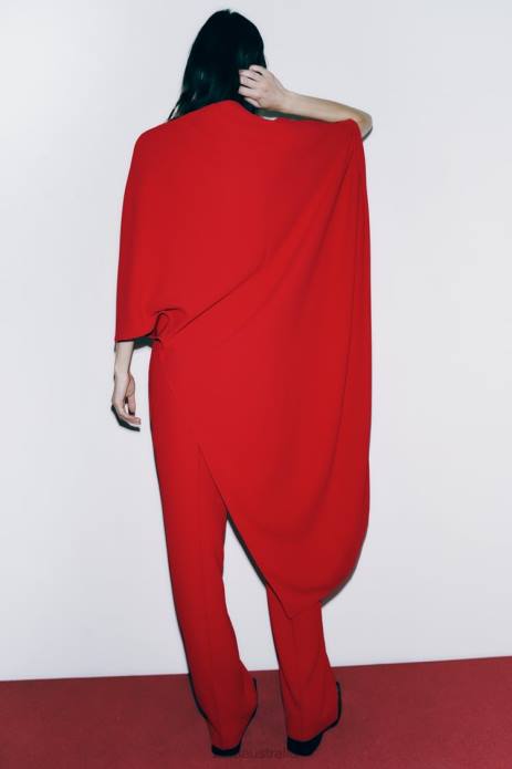 Asymmetric Cape Blouse 822X306 Zara Clothing Women Bright Red