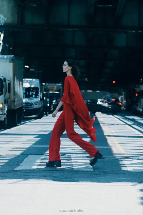 Asymmetric Cape Blouse 822X306 Zara Clothing Women Bright Red