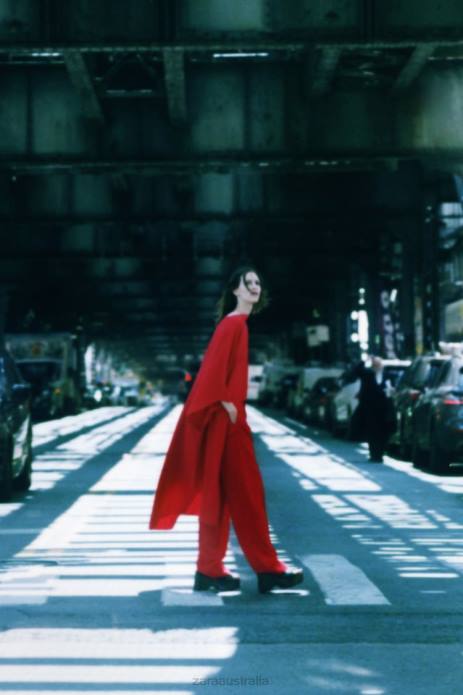 Asymmetric Cape Blouse 822X306 Zara Clothing Women Bright Red