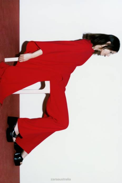 Asymmetric Cape Blouse 822X306 Zara Clothing Women Bright Red