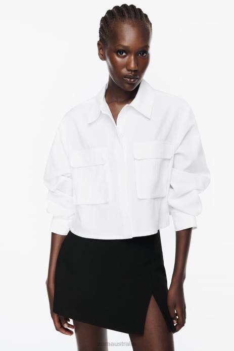 Crop Oxford Shirt 822X304 Zara Clothing Women White