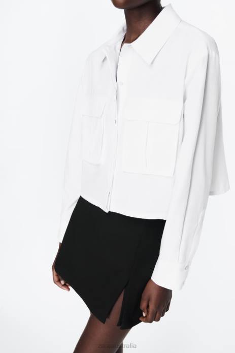 Crop Oxford Shirt 822X304 Zara Clothing Women White