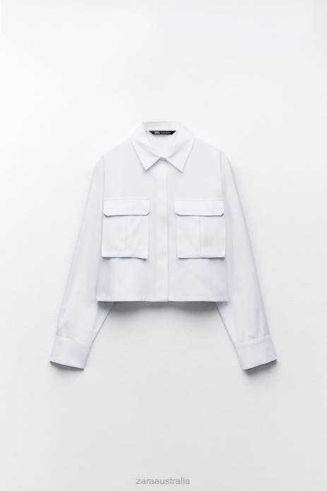 Crop Oxford Shirt 822X304 Zara Clothing Women White