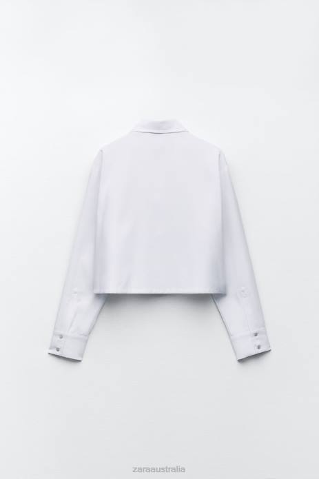 Crop Oxford Shirt 822X304 Zara Clothing Women White