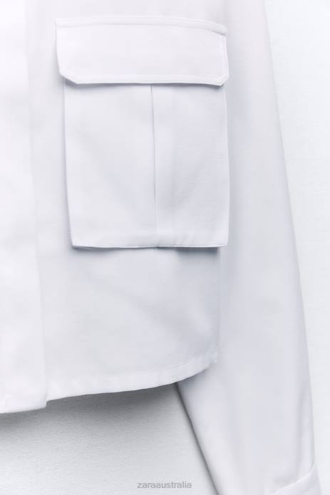Crop Oxford Shirt 822X304 Zara Clothing Women White