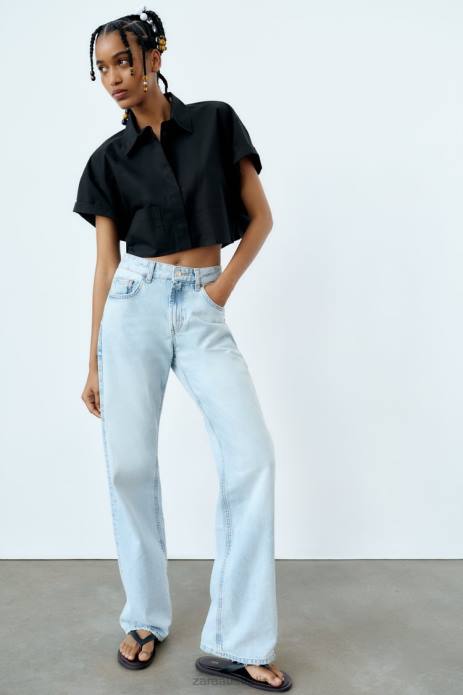 Crop Poplin Shirt 822X415 Zara Clothing Women Black
