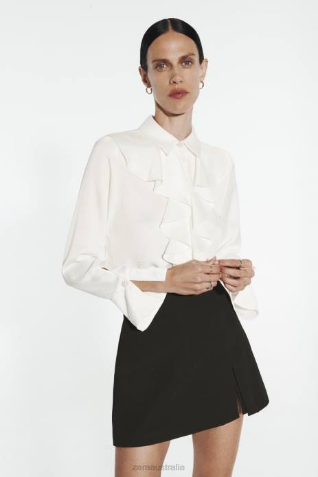 Frilly Blouse With Jewel Buttons 822X311 Zara Clothing Women White
