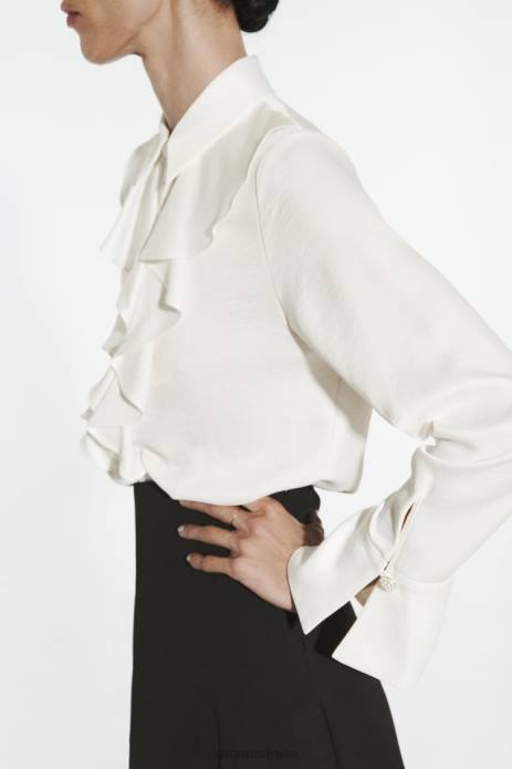 Frilly Blouse With Jewel Buttons 822X311 Zara Clothing Women White