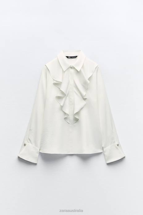 Frilly Blouse With Jewel Buttons 822X311 Zara Clothing Women White