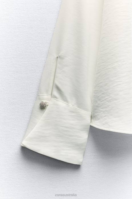 Frilly Blouse With Jewel Buttons 822X311 Zara Clothing Women White