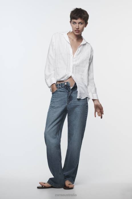 Lace Insert Linen Shirt 822X418 Zara Clothing Women White