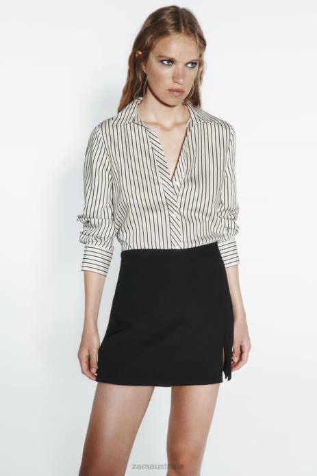 Regular Fit Striped Shirt 822X313 Zara Clothing Women Black/White