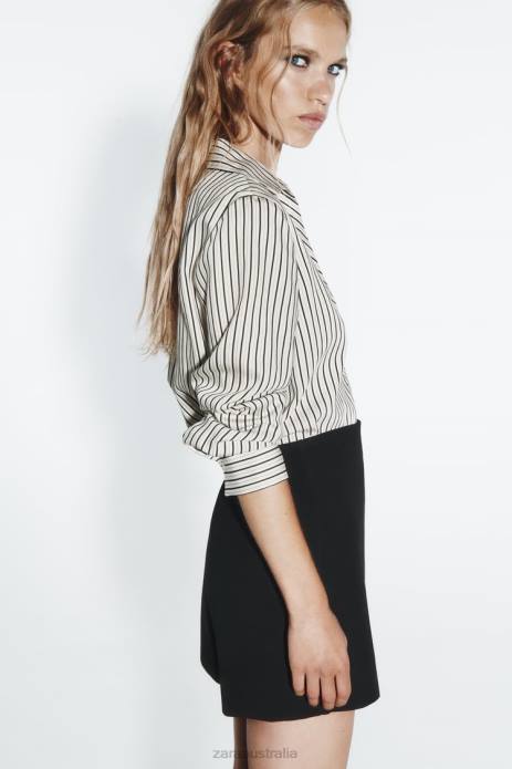 Regular Fit Striped Shirt 822X313 Zara Clothing Women Black/White