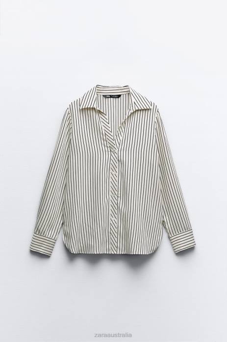 Regular Fit Striped Shirt 822X313 Zara Clothing Women Black/White