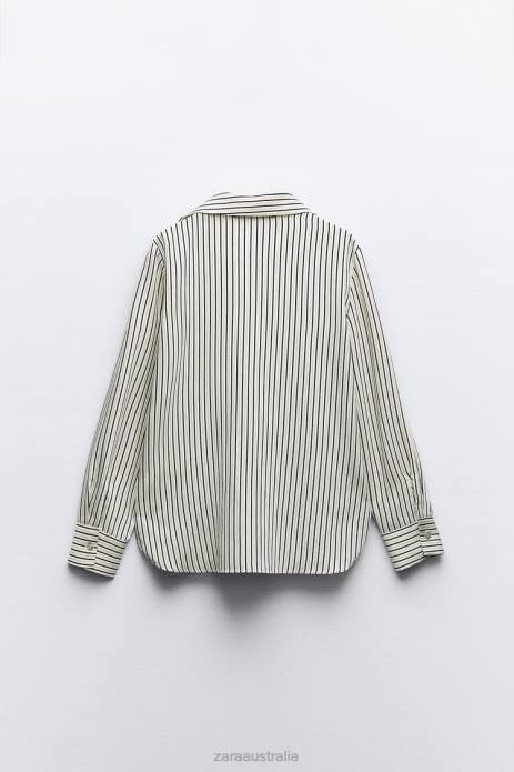 Regular Fit Striped Shirt 822X313 Zara Clothing Women Black/White