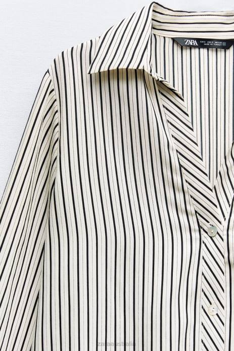 Regular Fit Striped Shirt 822X313 Zara Clothing Women Black/White