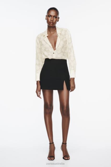 Structured Floral Shirt 822X308 Zara Clothing Women Ecru