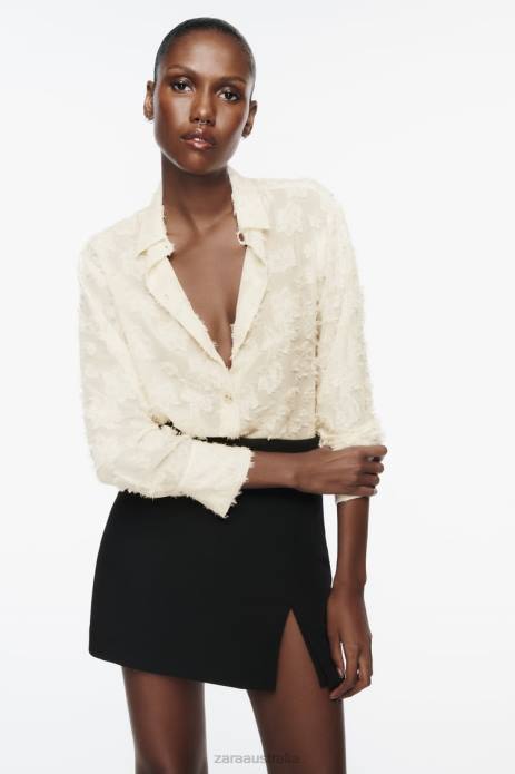 Structured Floral Shirt 822X308 Zara Clothing Women Ecru