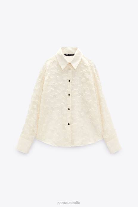 Structured Floral Shirt 822X308 Zara Clothing Women Ecru