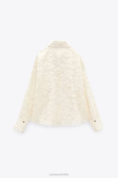 Structured Floral Shirt 822X308 Zara Clothing Women Ecru