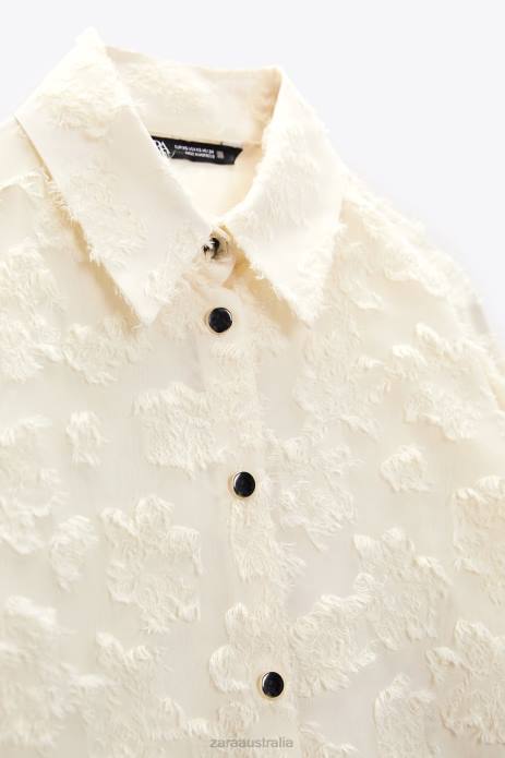 Structured Floral Shirt 822X308 Zara Clothing Women Ecru