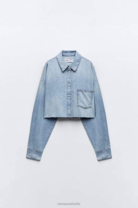 Trf Short Denim Shirt 822X409 Zara Clothing Women Blue