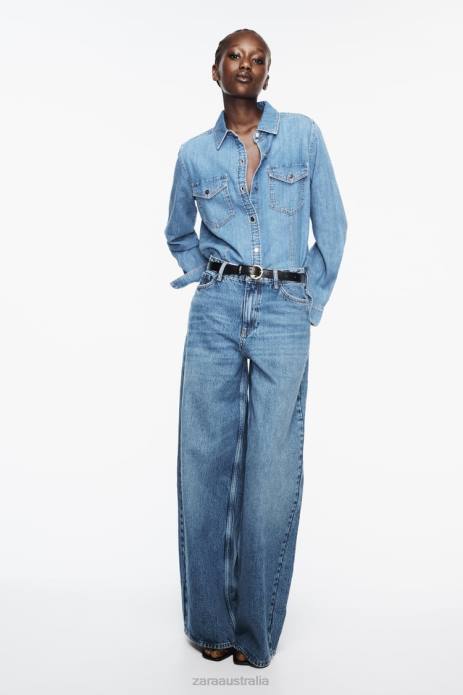 Z1975 Denim Shirt 822X305 Zara Clothing Women Mid Blue