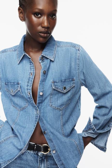 Z1975 Denim Shirt 822X305 Zara Clothing Women Mid Blue