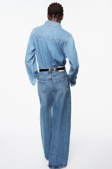 Z1975 Denim Shirt 822X305 Zara Clothing Women Mid Blue