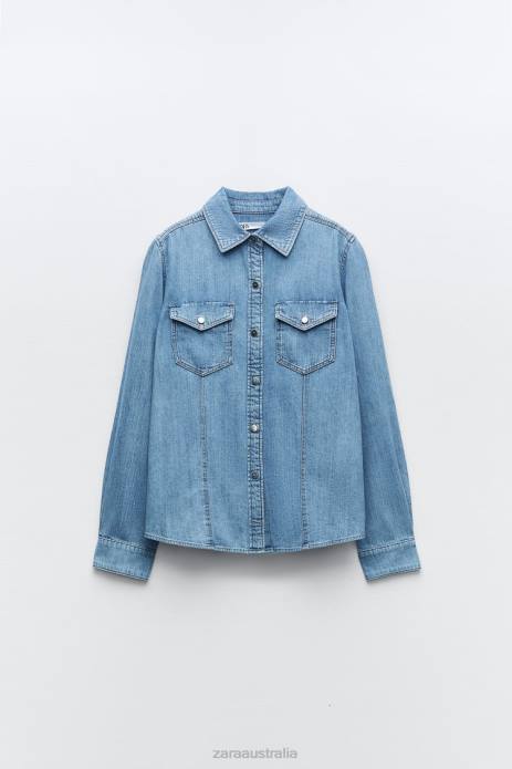 Z1975 Denim Shirt 822X305 Zara Clothing Women Mid Blue