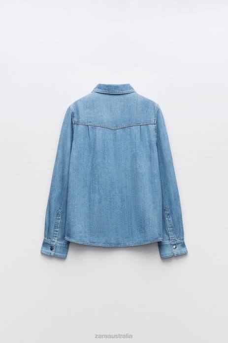 Z1975 Denim Shirt 822X305 Zara Clothing Women Mid Blue