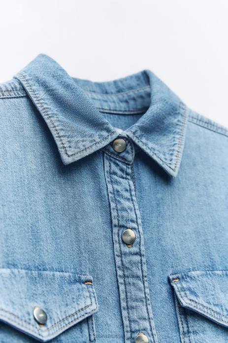 Z1975 Denim Shirt 822X305 Zara Clothing Women Mid Blue